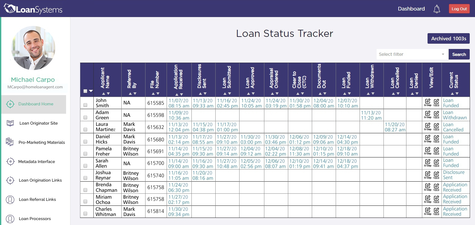 Mortgage Loan Status Tracker System - LoanSystems